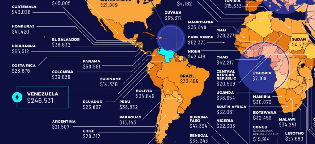 वेनेजुएला पर जोर देने के साथ दुनिया में बिटकॉइन खनन के मूल्य का नक्शा